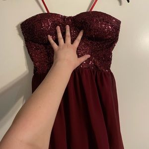 Strapless Dark Red High-Low Prom/Winter Formal/Homecoming/Winter Sports Dress